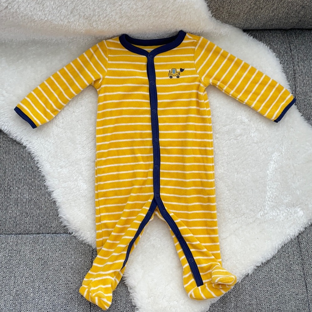 Carters Baby Boy Pajamas Footsie Footies Onesie Truck Striped One Piece 6m